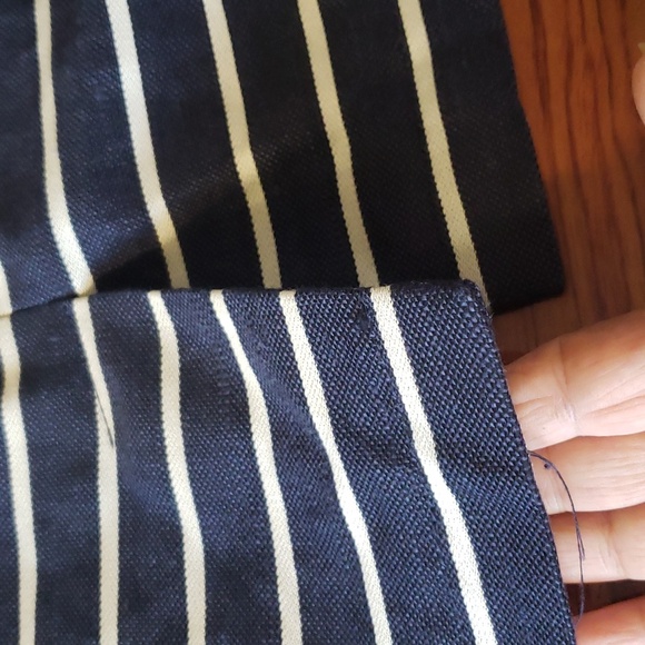 Banana Republic Womens Blazer Navy Blue With Ivory Stripe Italian Linen Sz10 - Picture 13 of 16